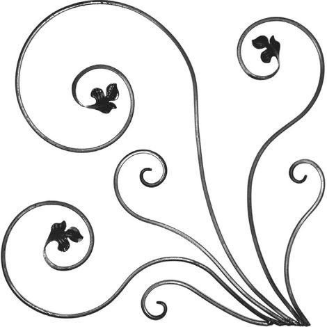 Pannello decorativo con  foglia - Altezza 600x600mm Sezione piana da 16x8mm - Modello SINISTRO - Ferro battuto per saldatura