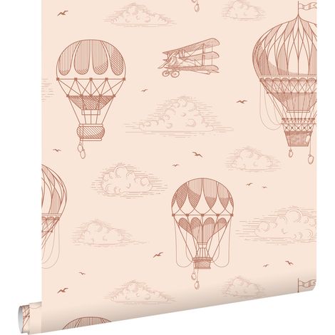 papier peint ballons à air chaud rose terracotta  - ESTAhome (1/5)