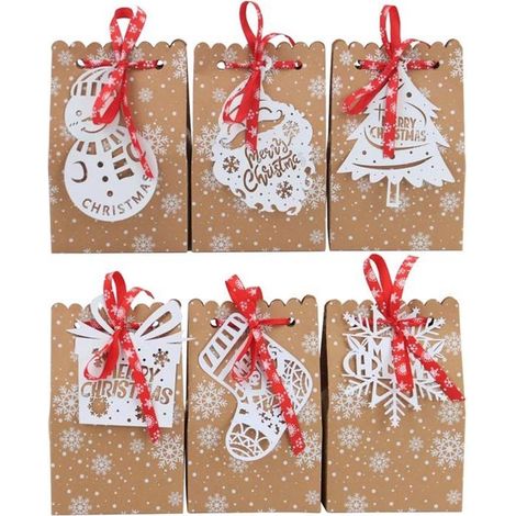 24 pièces - Papier d'emballage cadeau - Boîte cadeau - Emballage cadeau - Sacs en papier kraft - Brun clair (1/5)
