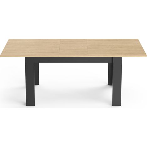 Demeyere CRAFT table extensible chĂŞne et noir 160-200 cm (1/5)