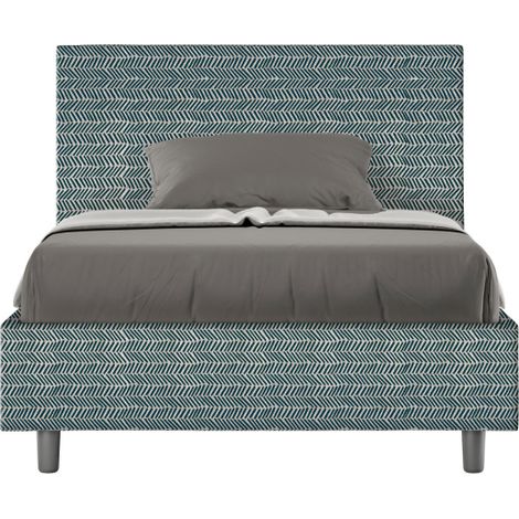 Letto una piazza e mezza contenitore imbottito 120x200 tessuto Aragona 8 blu Adele (1/4)