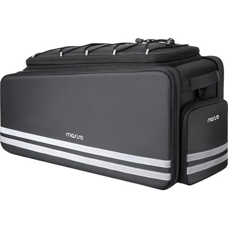 Sac Velo Électrique Porte-Bagages, 40L Sac de Coffre Arrière avec 2 Sacoches Pliables, Bande Réfléchissante, Housse de Pluie et Bandoulière, Noir (1/5)