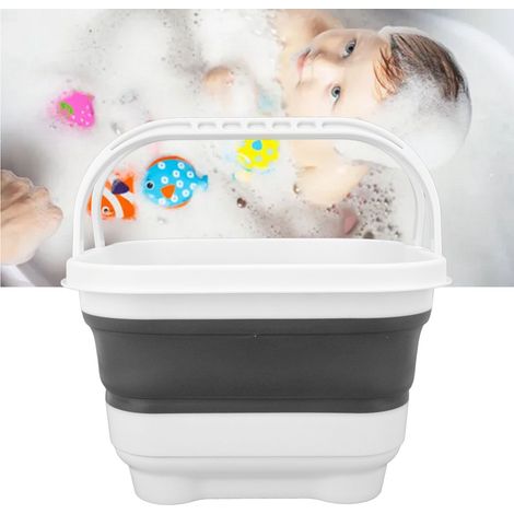Porte-Serre à Jouets de Bain avec Base Amovible Facile Drainage Séchage Grande Capacité Adorable Dépliable Bin Stockage Jouets pour Toilettes Serviettes Blanc Noir PP TPU 30x28x18cm (1/5)