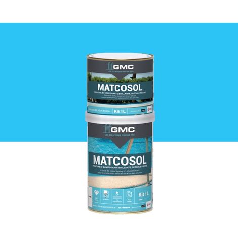 Peinture piscine époxy bleue 1L – Résine bi-composante résistante au chlore – Imperméabilisant pour béton et coque polyester – GMC