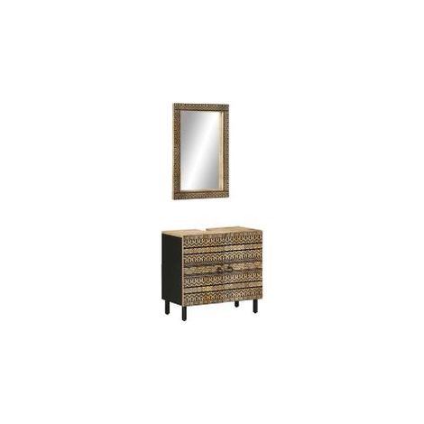 Ensemble de meubles salle de bain 2 pcs bois de manguier massif (1/5)