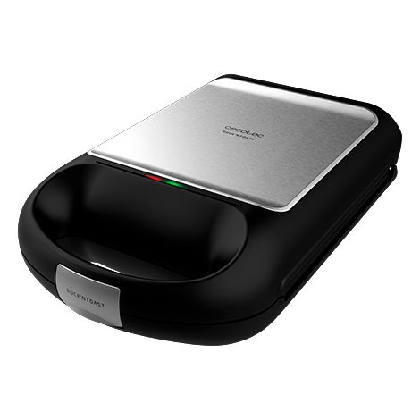 Sandwichmaker für 4 Sandwiches in Edelstahlausführung, 1500 W Leistung, mit antihaftbeschichteten Platten.