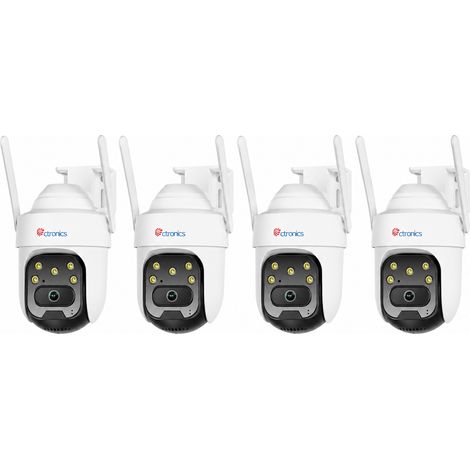 Ctronics Lot de 4 Caméra de Surveillance Extérieure 5MP PTZ WiFi 2,4/5GHz – Détection AI, Suivi Auto, Vision Nocturne Couleur 30 m, Audio Bidirectionnel, IP66