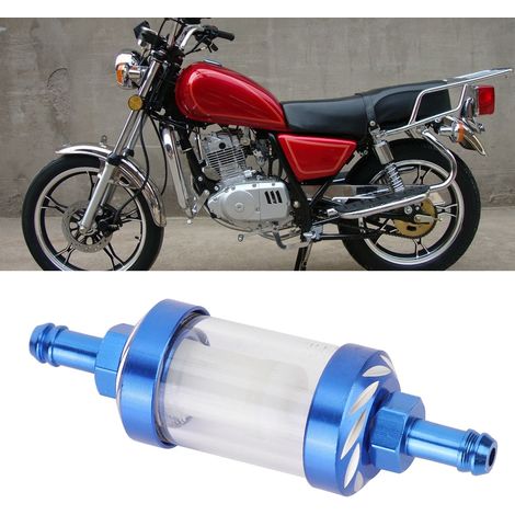 Filtre à huile universel en alliage d'aluminium 8 mm pour essence et huile, pour moto et voiture (bleu). (1/5)