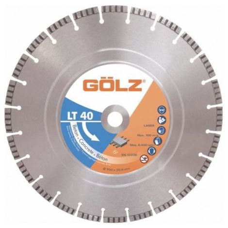GÖLZ - Disque diamant LT40, coupe à sec et à eau - pour découpeuse ou scie de sol - ø 350 mm / alésage 25.40 mm
