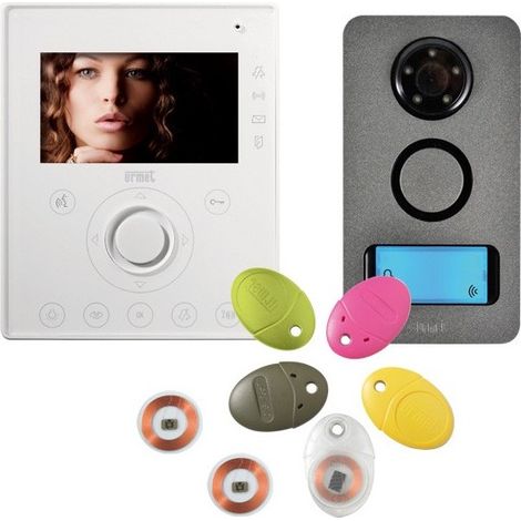 Urmet – Kit vidéo couleur mains-libres 4,1'' – Interphone avec mémoire vidéo 32 clips – Compatible habitat connecté Yokis – Montage encastré ou saillie (1/3)