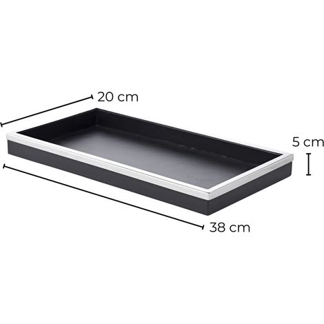 Plateau de Service Rectangulaire en Simili-Cuir Noir pour Table et Décoration 38 x 20 cm - PANGIVO (1/3)