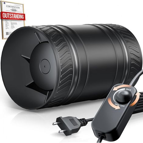 Ventilateur Extracteur d'Air Réglable 100 mm, 8 W 310 m³/h, Silencieux, Protection Surchauffe, Ventilateur de Conduit pour Serre, Salle de Bain, Cave Humide, Garage, Cuisine - P124 (1/5)