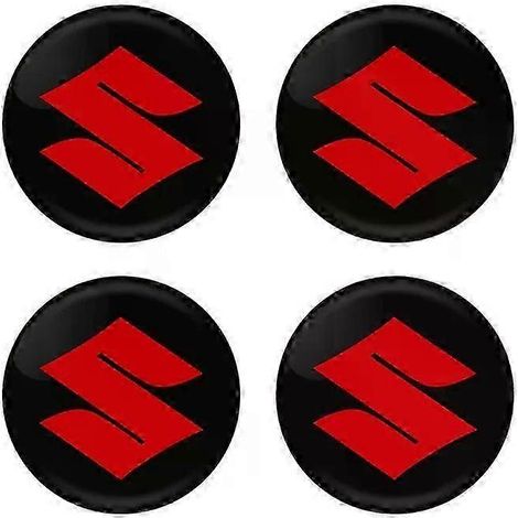 Vier 56-mm-Radnabenkappen-Logoaufkleber für Suzuki Jimny, Grand Vitara, SX4, Swift und Alto (rot). (1/2)