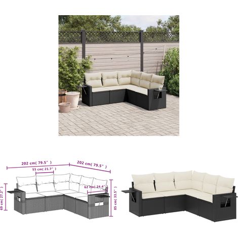 Salon de jardin 5 pcs avec coussins noir résine tressée - Ensemble Salon De Jardin - Meuble Extérieur - Résine Tressée - Rotin Synthétique - Mobilier De Jardin - Home & Living (1/3)