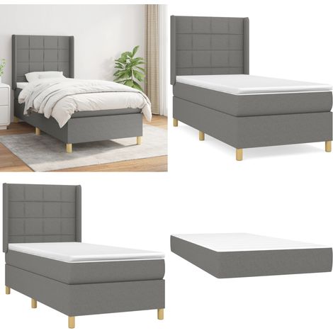 Boxspringbett mit Matratze Dunkelgrau 100x200 cm Stoff - Boxspringbett - Doppelbett - Bettenrahmen - Lattenrost - Matratze - Home & Living (1/5)