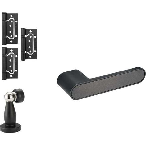 Manilla interior para puerta, juego de manillas de 50 mm de diámetro, aluminio, color negro.-Crezuo