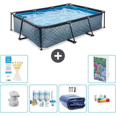 Exit Pool Rechteckig - Steinoptik - 300x200x65 cm - 7-teilig S282