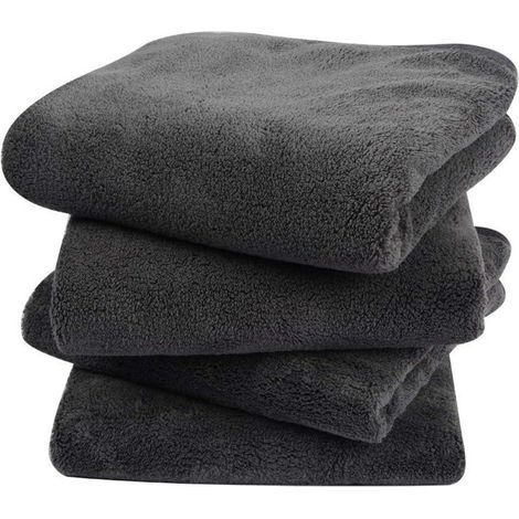 Mikrofaser Handtuch Set Haare Badetuch Duschtücher 40x76cm 4er Pack Dunkelgrau (1/5)