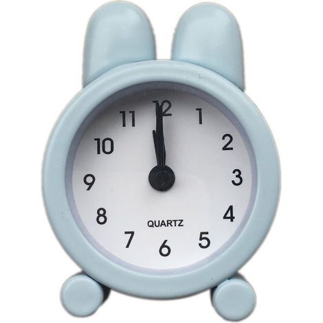 Réveil de chevet en forme d’oreilles de lapin, horloge décorative en métal pour chambre et dortoir (bleu)