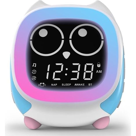 Réveil pour enfant, simulation du lever du soleil/coucher du soleil, lampe de chevet, horloge pour enfant, bruit blanc, bruit de sommeil, réveil hibou (1/5)