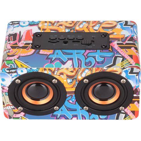 Enceinte Bluetooth avec basses puissantes, rechargeable par USB, compatible carte mémoire, MP3 et entrée AUX. Enceinte sans fil pour fêtes à la maison. Colorée. (1/5)