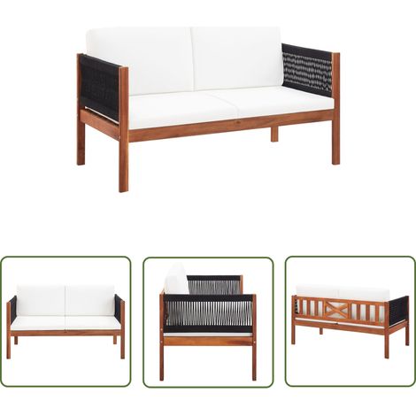The Living Store Canapé de jardin à 2 places Bois d'acacia massif - Canapé De Jardin - Mobilier De Jardin - Banc De Jardin - Acacia Massif - Chaise Longue (1/5)