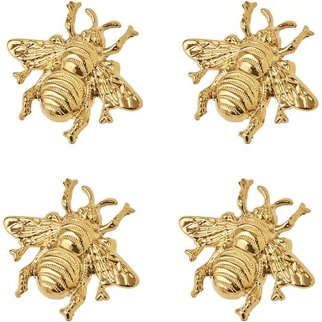 Lot de 4 poignées abeille doré vieilli pour tiroirs, armoires, commodes et portes. (1/5)