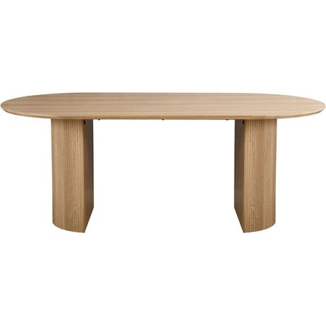 Mesa de comedor ovalada VAGOS – 200 x 100 cm – Color roble natural – Diseño contemporáneo y acogedor (1/5)