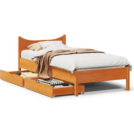 Estructura cama con cajones madera maciza pino marrón 100x200cm vidaXL (1/5)