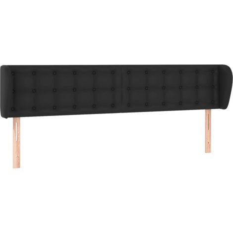 Testiera letto accessorio camera da letto mobile imbottito con bordo laterale 203 x 23 x 78/88 cm sintetico nero TDL0204479