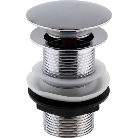 Round Push Button Basin Waste Unslotted - Chrome