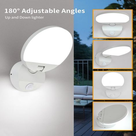 Applique murale extérieure étanche pour cour, jardin ou balcon, à induction, pliable et rotative, blanche (1/3)