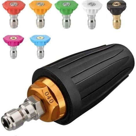 Buse turbo pour nettoyeur haute pression – 7 pointes de pulvérisation – Raccord rapide 1/4' – Pression 4000 Psi – Nettoyage efficace béton et briques (1/4)
