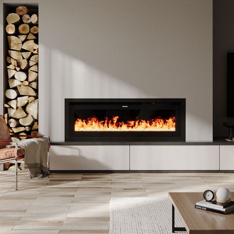 42 Inch Electrical Fireplace with Remote, 12 Vibrant Flame Colours, Adjustable Heating Modes, and Safety Features (1/3)