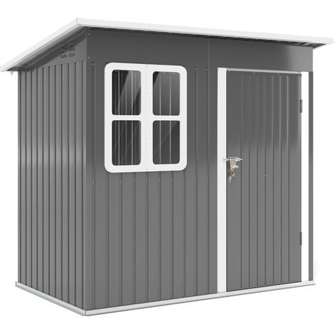 Casetta da giardino in acciaio zincato 2,55 m² 221 x 133 x 190 cm grigio scuro (1/5)