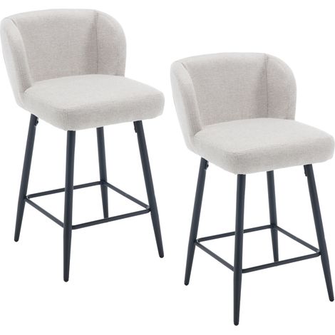 Bar Stools Set of 2 in Linen Upholstered Modern Counter Chairs with Comfty Backrest for Home Bar Restaurant, Oatmeal, Wahson (1/5)