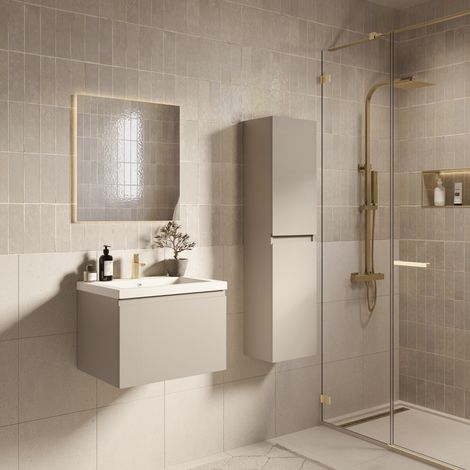 LOMAZOO Ensemble Meuble de Salle de Bain 60cm Greige - Vasque