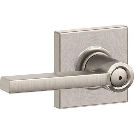 Poignée de porte avec garniture, serrure d'intimité pour chambre et salle de bain, nickel satiné (1/5)