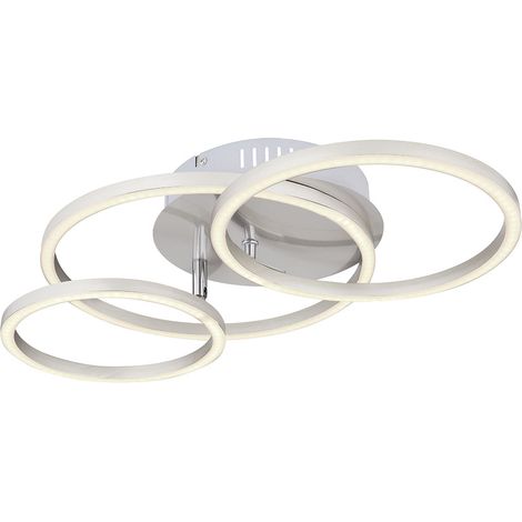 Etc-Shop – Plafonnier LED nickel mat 50cm – 3 lampes intégrées – Dimmable – IP20 – 1500 lm – 3000 K blanc chaud pour salon et chambre (1/6)