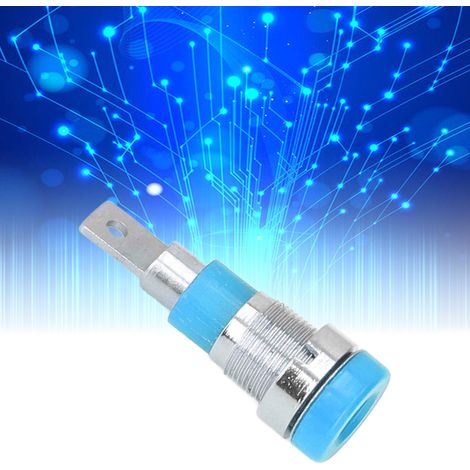 Prise banane 4 mm, bornes en cuivre pur, connecteur de panneau à fiche banane, bornes de câblage bleues. (1/5)