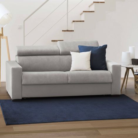 Talamo Italia Sofa cama Agostina, Sofá de 2 plazas, 100% Made in Italy, Sofá de salón con apertura giratoria, con reposacabezas ajustables y reposabrazos delgados, Cm 160x95h85, Gris, con embalaje ref (1/5)