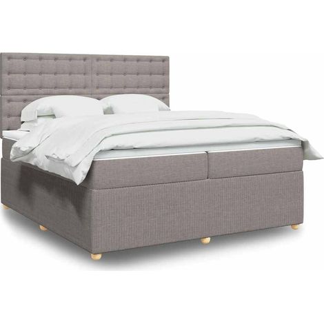 vidaXL Sommier à lattes de lit avec matelas Taupe 200x200 cm Tissu (1/5)