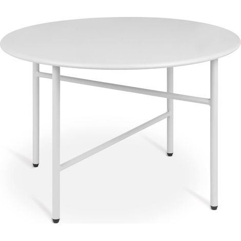 BOMOE Petite Table Basse Ronde en Métal Ø 53 cm	Blanc