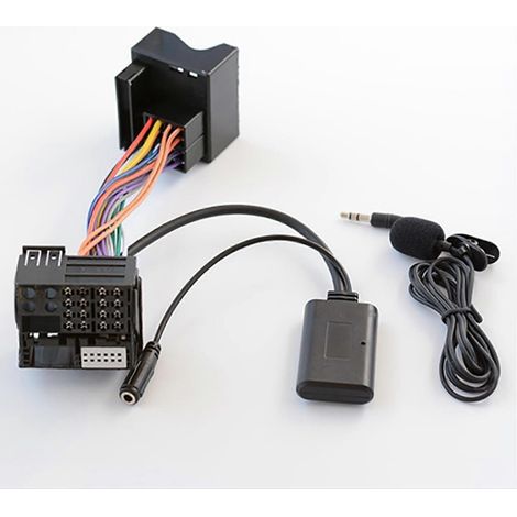 Câble adaptateur AUX Bluetooth pour voiture + microphone compatible avec autoradio Peugeot 307, 308, 407, RD4 et CDWHBYV (1/4)