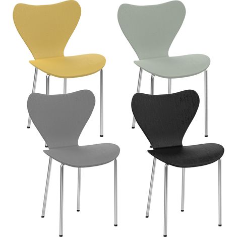 Lot de 4 Chaises Empilables en Polypropylène Renforcé - Design Moderne pour Cuisine/Salle de Réunion/Bibliothèque, Gain de Place Maximal & Confort Optimal (1/4)