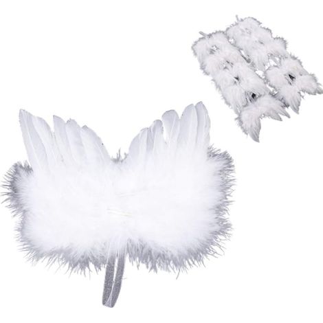 Ailes D Ange - Plumes Blanches 16 x 13 cm - Décoration Arbre De Noël Fête Mariage Intérieur Commerce - Lot De 10 (1/5)