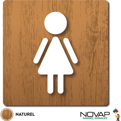 Plaque de porte Toilettes femmes - Wood Chêne naturel 90x90mm - 4350073 (1/3)
