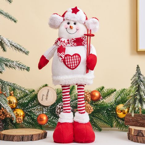 Père Noël extensible décoratif en tricot, figurine de Noël à longues jambes, décoration de vitrine, maison et magasin, personnage de fête, objet déco à suspendre (1/5)