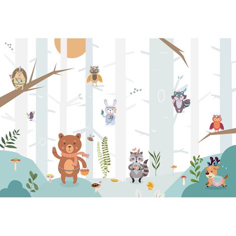 Papier peint panoramique Enfants - Animaux Indiens - 130 cm x 88 cm (1/2)