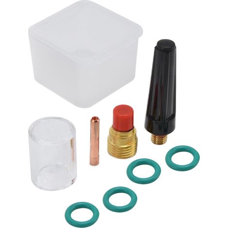 Kit de 8 pièces pour torche de soudage TIG : lentille à gaz, coupelle en verre résistant à la chaleur et joint d'étanchéité pour WP-9/20/25 (1/5)